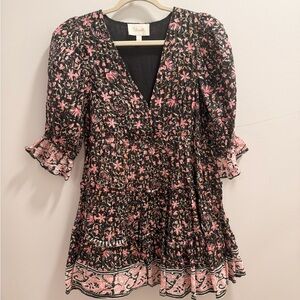 Cleobella Black and Pink Floral Mini Dress